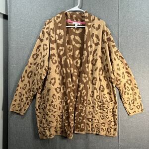 Isaac Mizrahi Live! Jacquard Shawl Collar Sweater Cardigan Leopard, X-Large